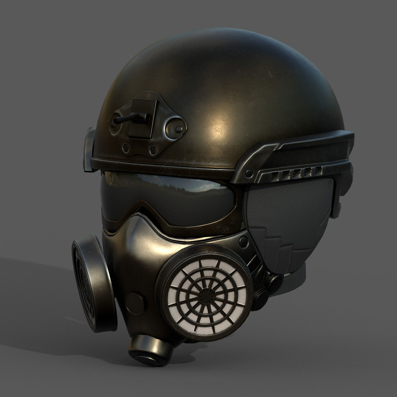 Helmet scifi military combat fantasy cyborg space armor develop  Low-poly 3D model_2