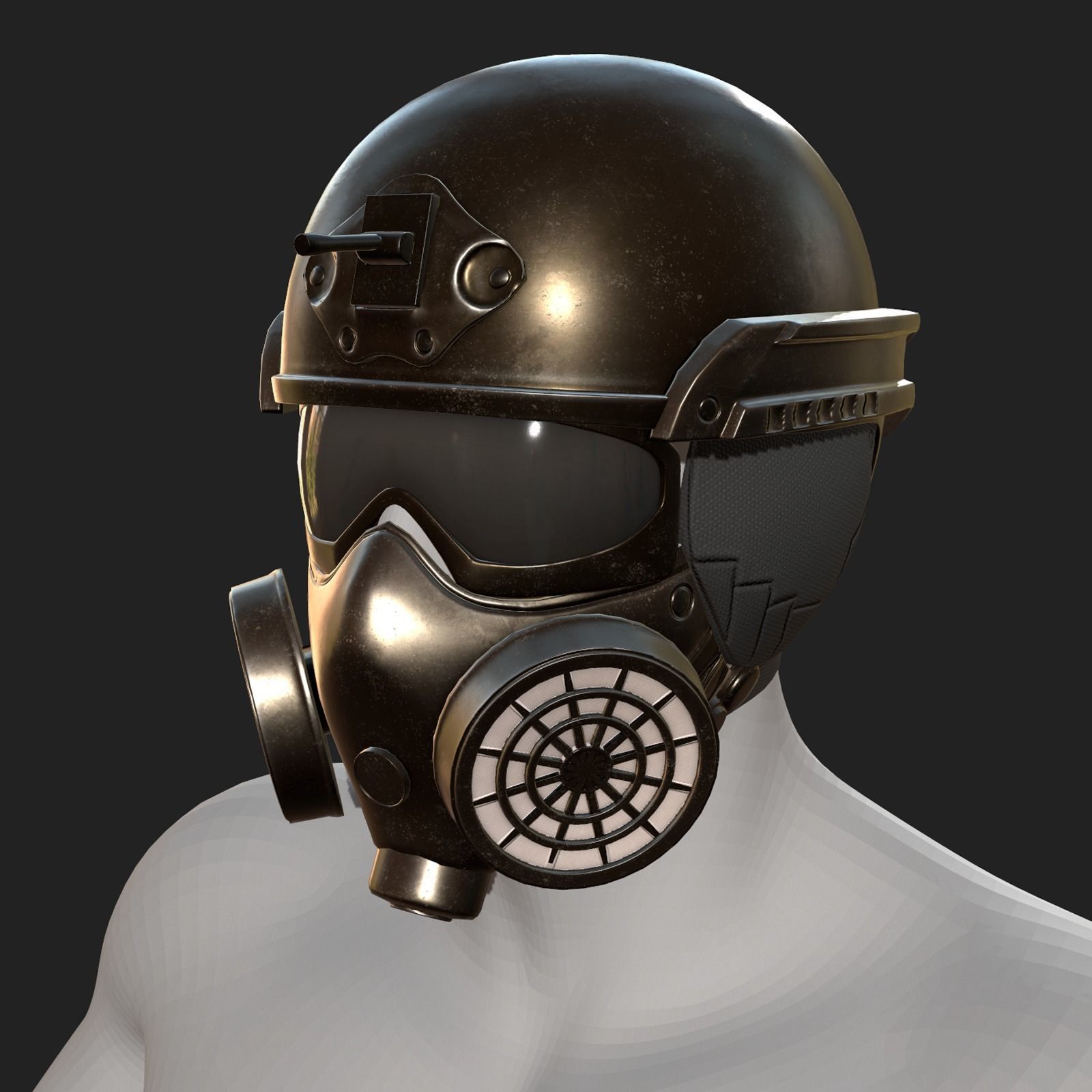 Helmet scifi military combat fantasy cyborg space armor develop  Low-poly 3D model_8