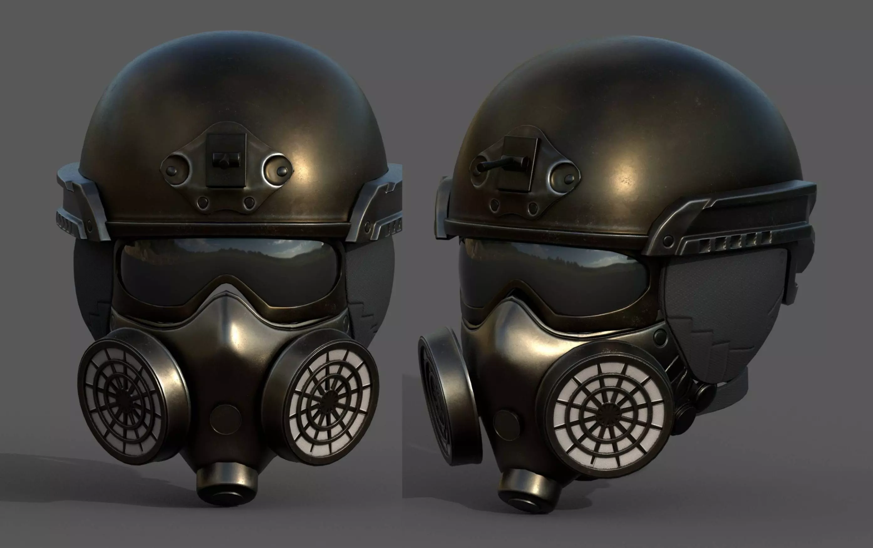 Helmet scifi military combat fantasy cyborg space armor develop  Low-poly 3D model_0