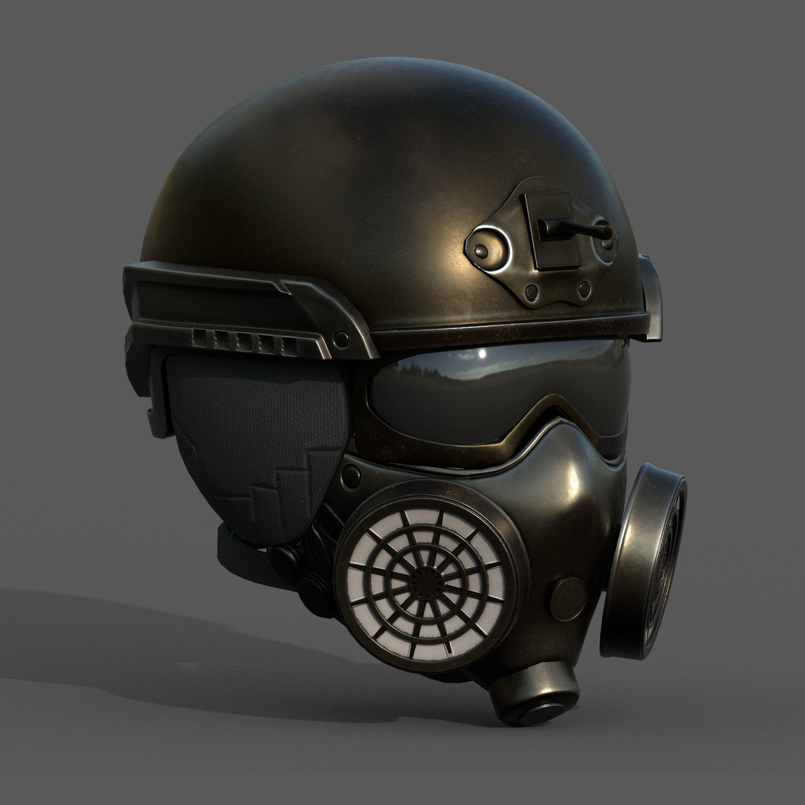 Helmet scifi military combat fantasy cyborg space armor develop  Low-poly 3D model_3