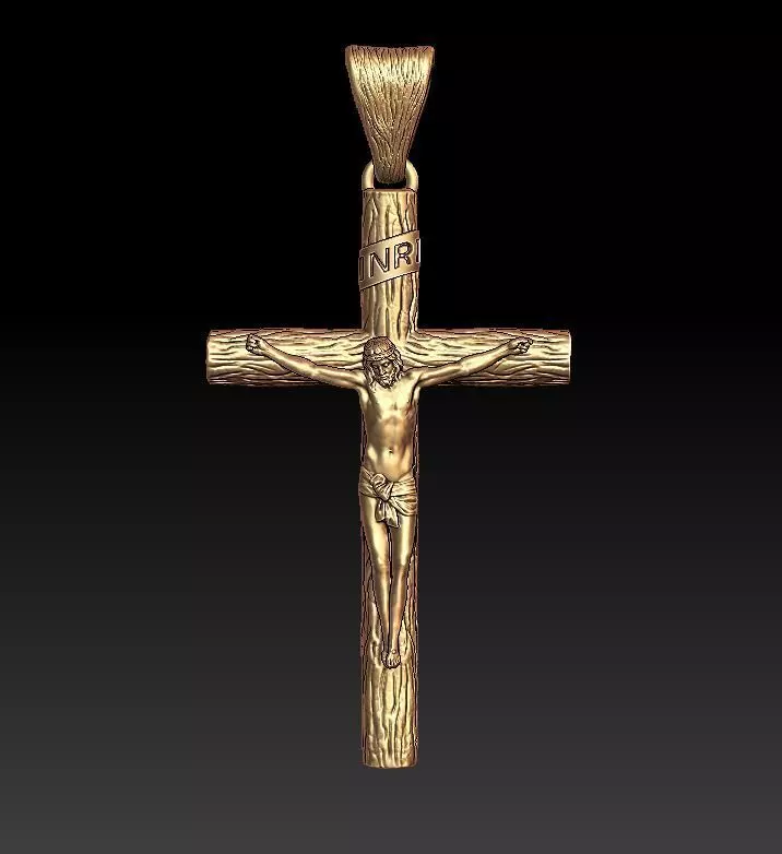 Jesus cross pendant 3D print model_0