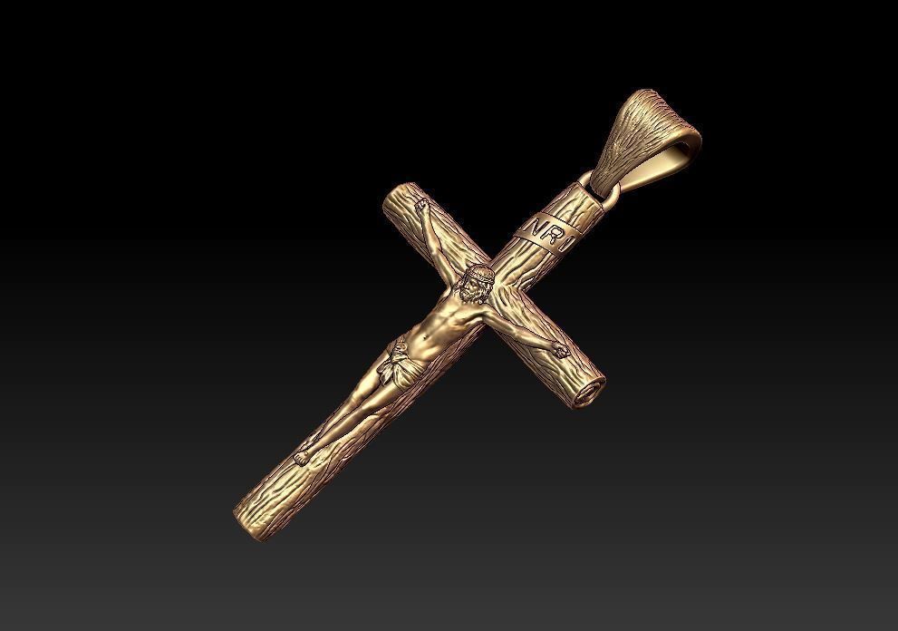 Jesus cross pendant 3D print model_1