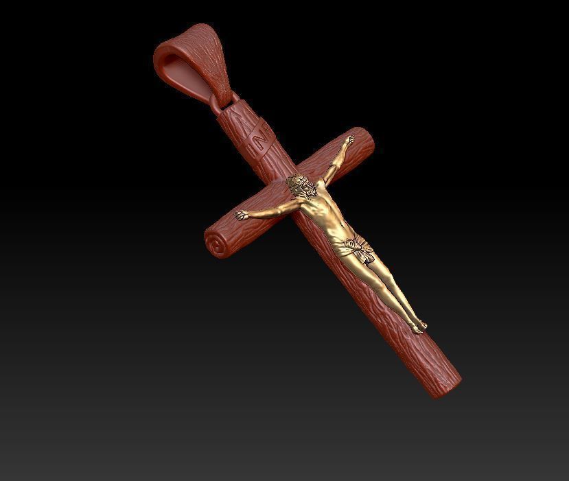 Jesus cross pendant 3D print model_5