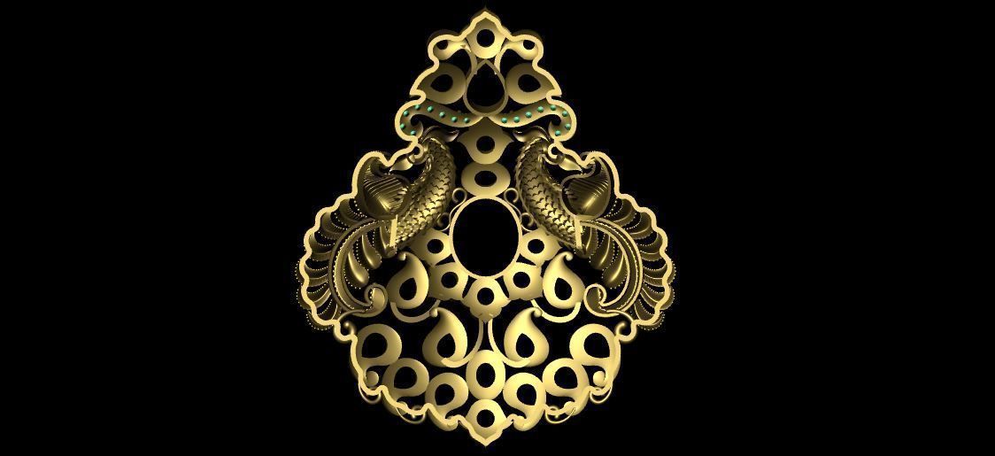 nakshi polki pendent 3D print model_4