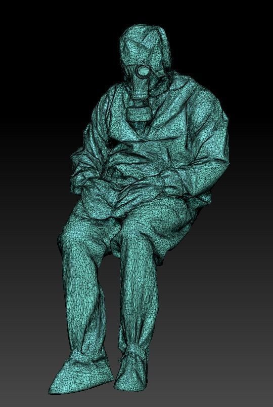 Soviet Liquidator of nuclear accident of Chernobyl sitting 56 Low-poly 3D model_5