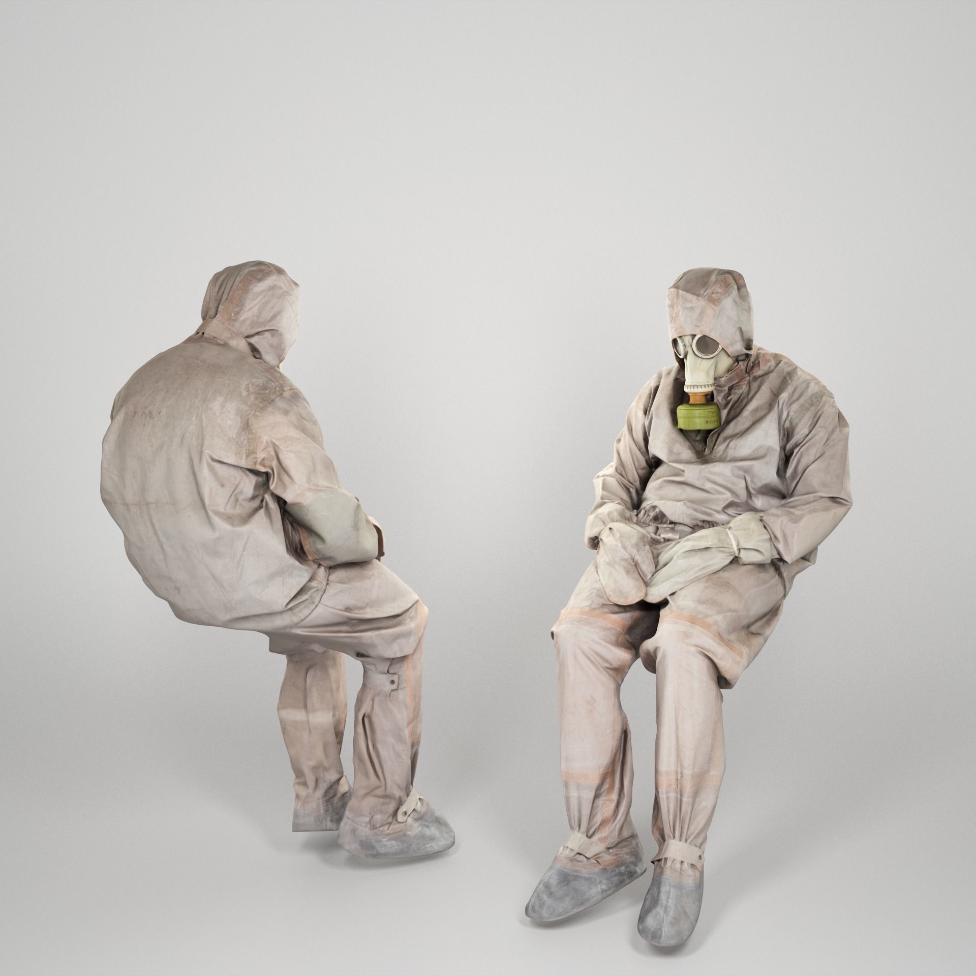 Soviet Liquidator of nuclear accident of Chernobyl sitting 56 Low-poly 3D model_1
