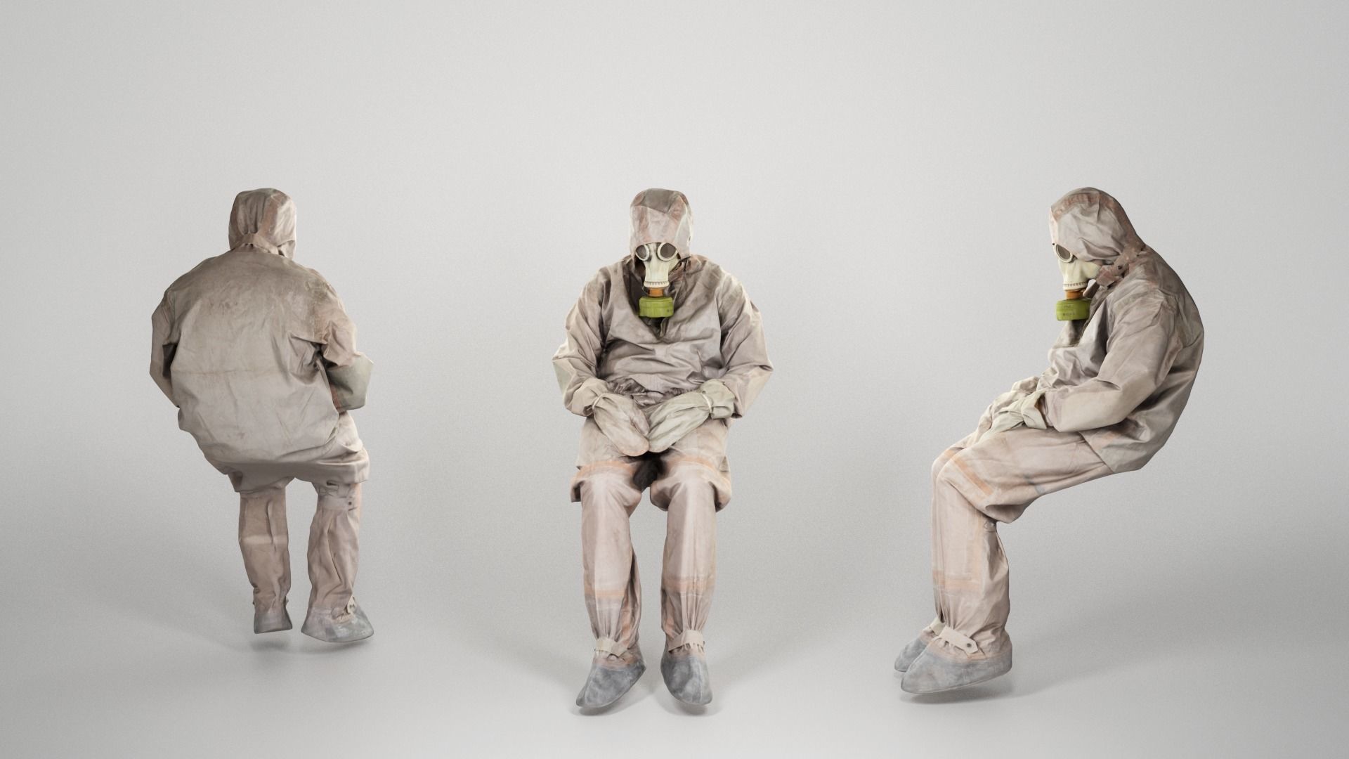 Soviet Liquidator of nuclear accident of Chernobyl sitting 56 Low-poly 3D model_2