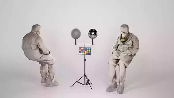 Soviet Liquidator of nuclear accident of Chernobyl sitting 56 Low-poly 3D model