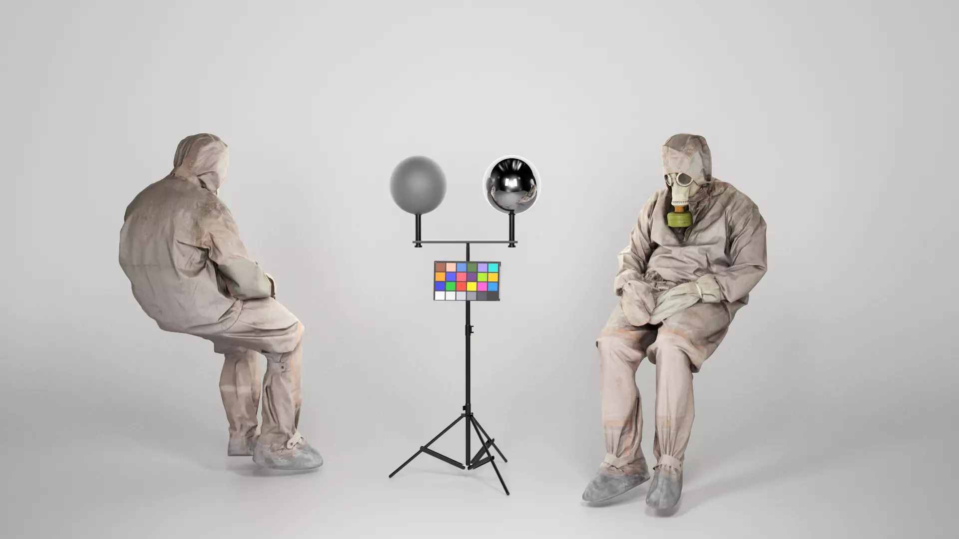 Soviet Liquidator of nuclear accident of Chernobyl sitting 56 Low-poly 3D model_0