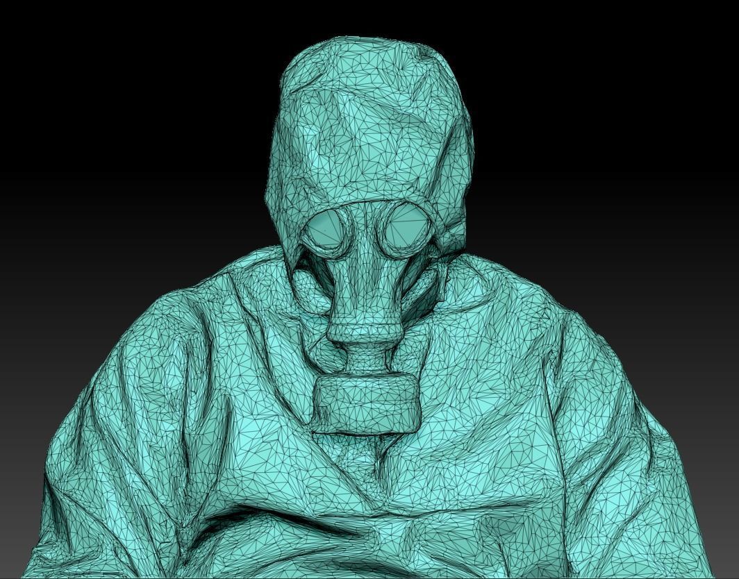 Soviet Liquidator of nuclear accident of Chernobyl sitting 56 Low-poly 3D model_4