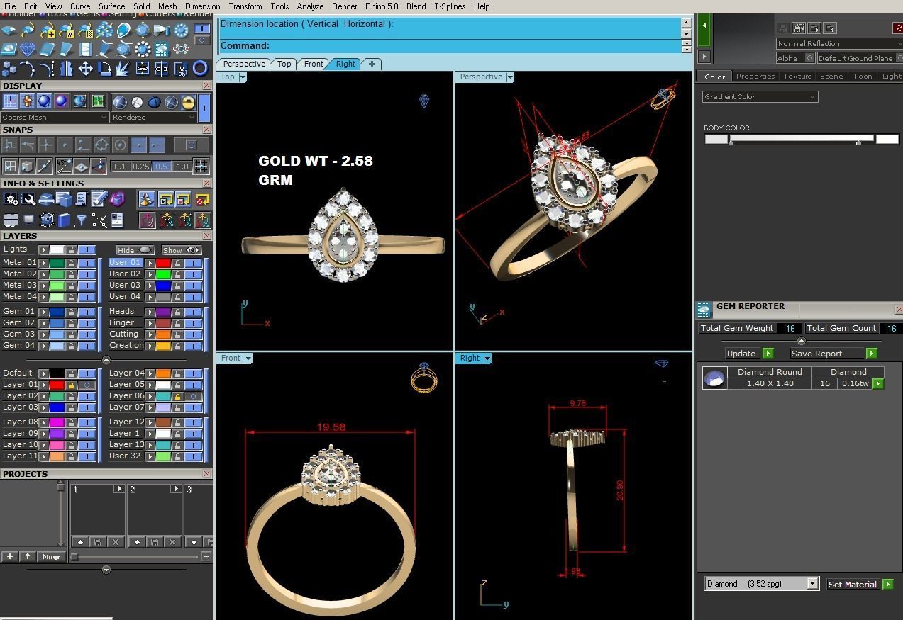 Women bride band ring 3dm render detail 3D print model_2