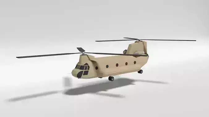 Low Poly Cartoon Boeing CH-47 Chinook Helicopter