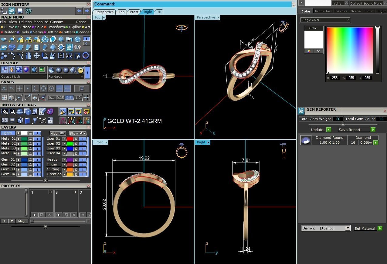 Women bride band ring 3dm render detail 3D print model_8