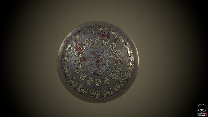 Shield with blood Low-poly 3D model
