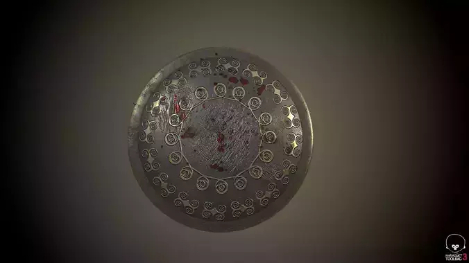 Shield with blood Low-poly 3D model