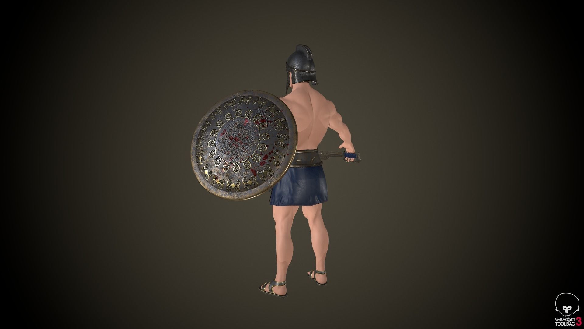 Character greek warrior Low-poly 3D model_3