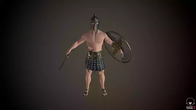 Character greek warrior Low-poly 3D model