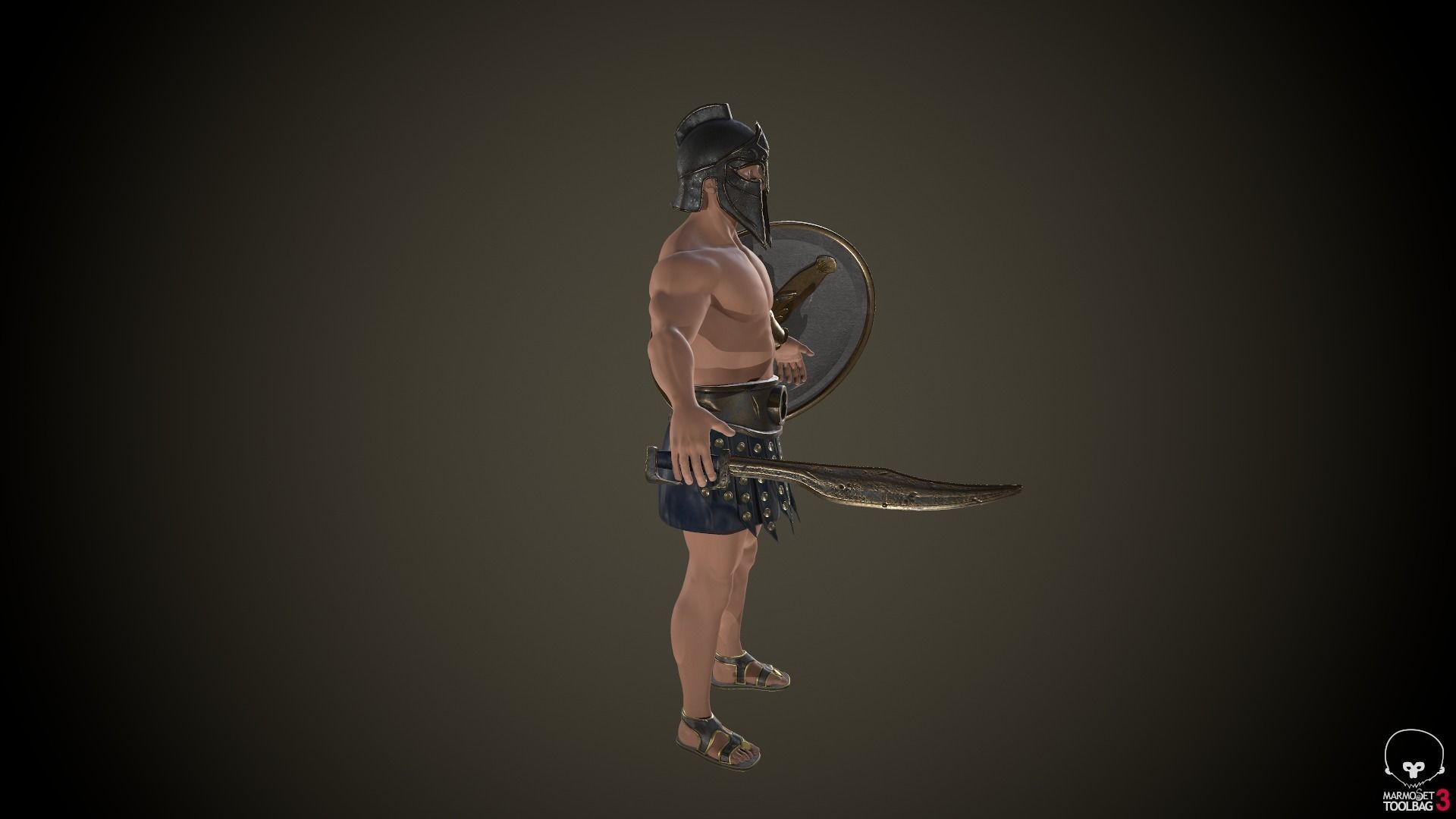 Character greek warrior Low-poly 3D model_1