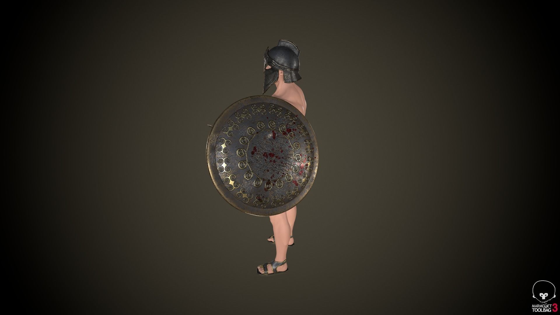 Character greek warrior Low-poly 3D model_2