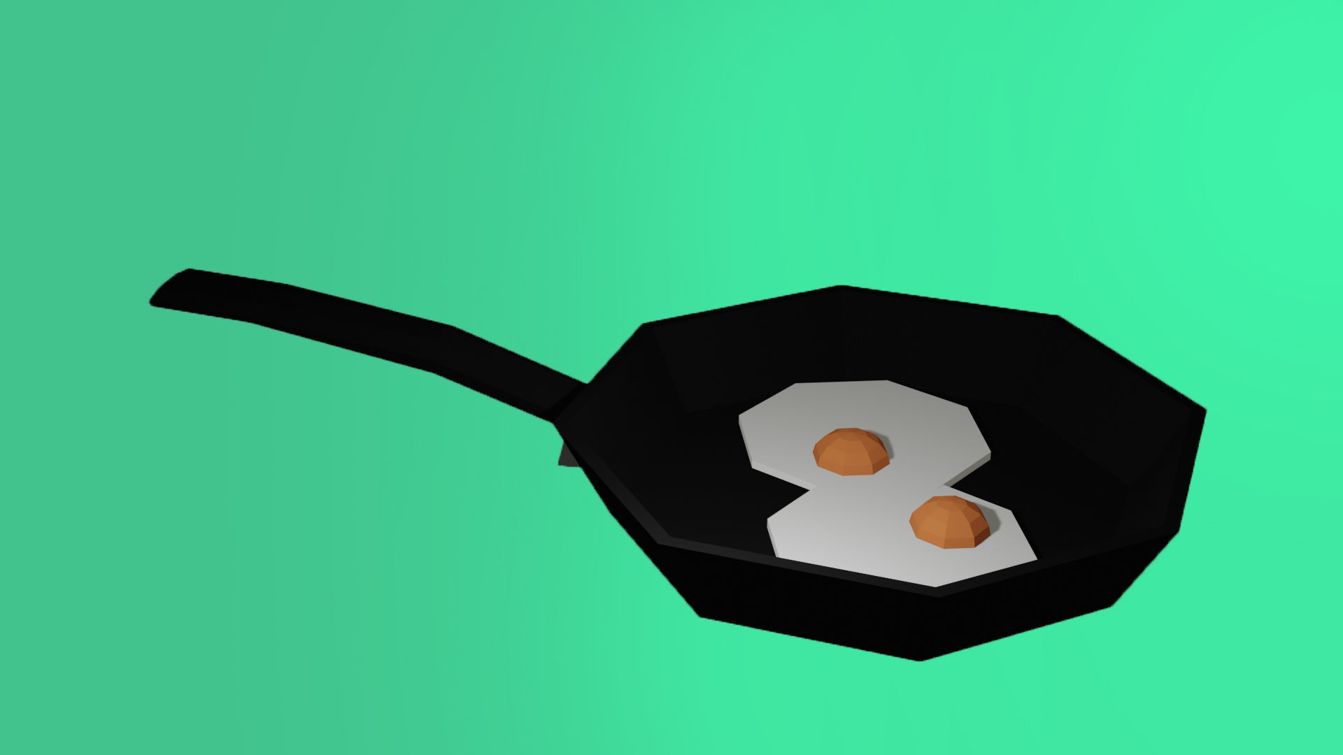 Low-poly Eggs on Pancake Low-poly 3D model_3