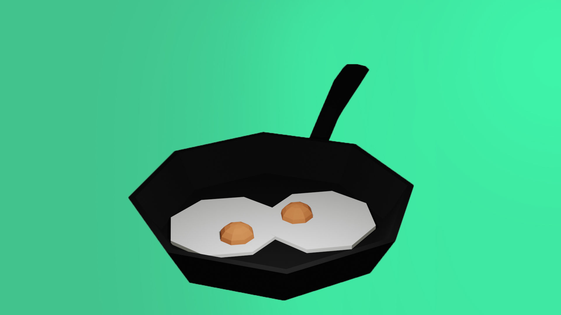 Low-poly Eggs on Pancake Low-poly 3D model_1