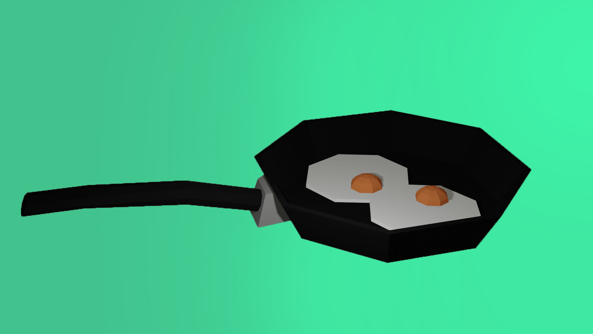 Low-poly Eggs on Pancake Low-poly 3D model_4
