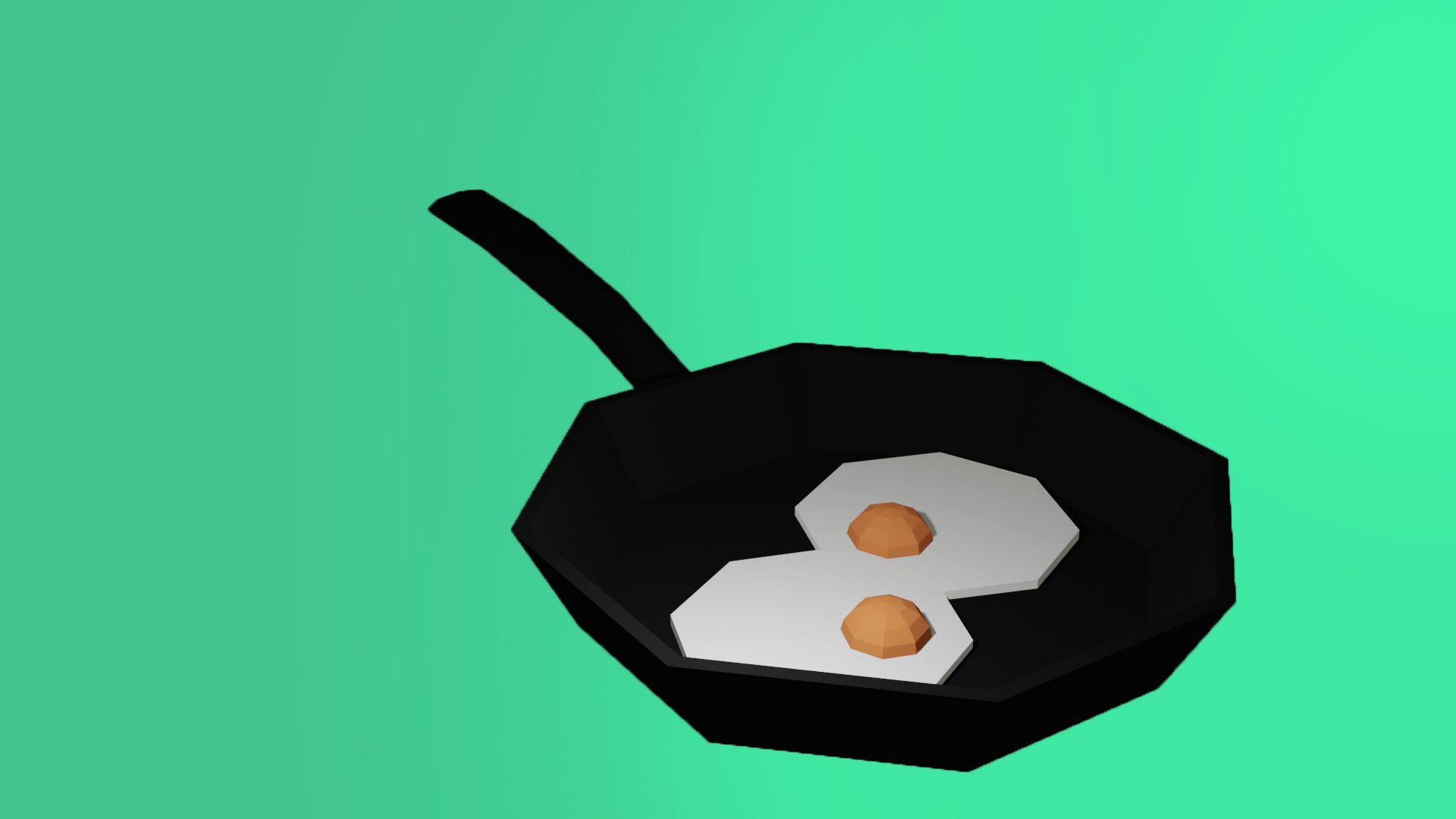 Low-poly Eggs on Pancake Low-poly 3D model_2