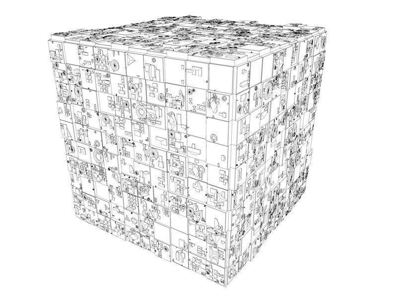 Sci-Fi Shapes - The Cube v2 3D model_10
