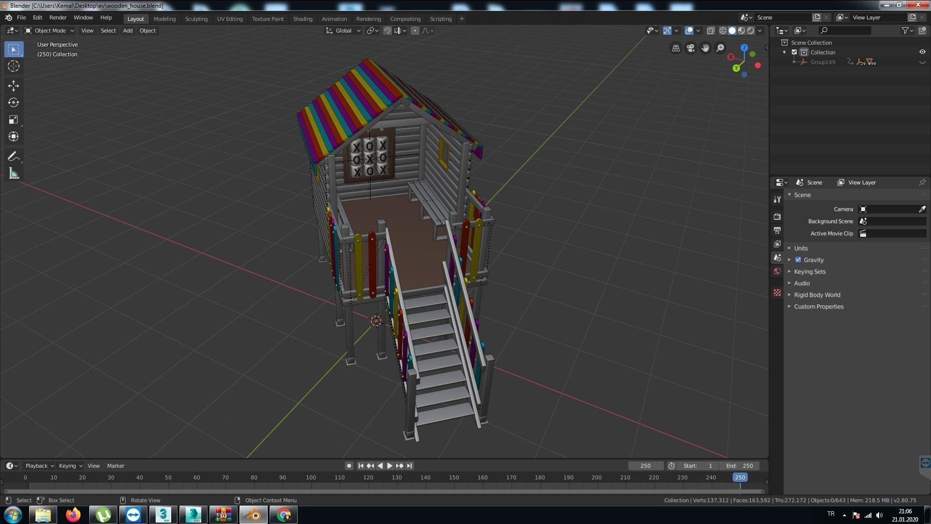 Wooden Colorful PlayHouse Playground Play House Low-poly 3D model_17