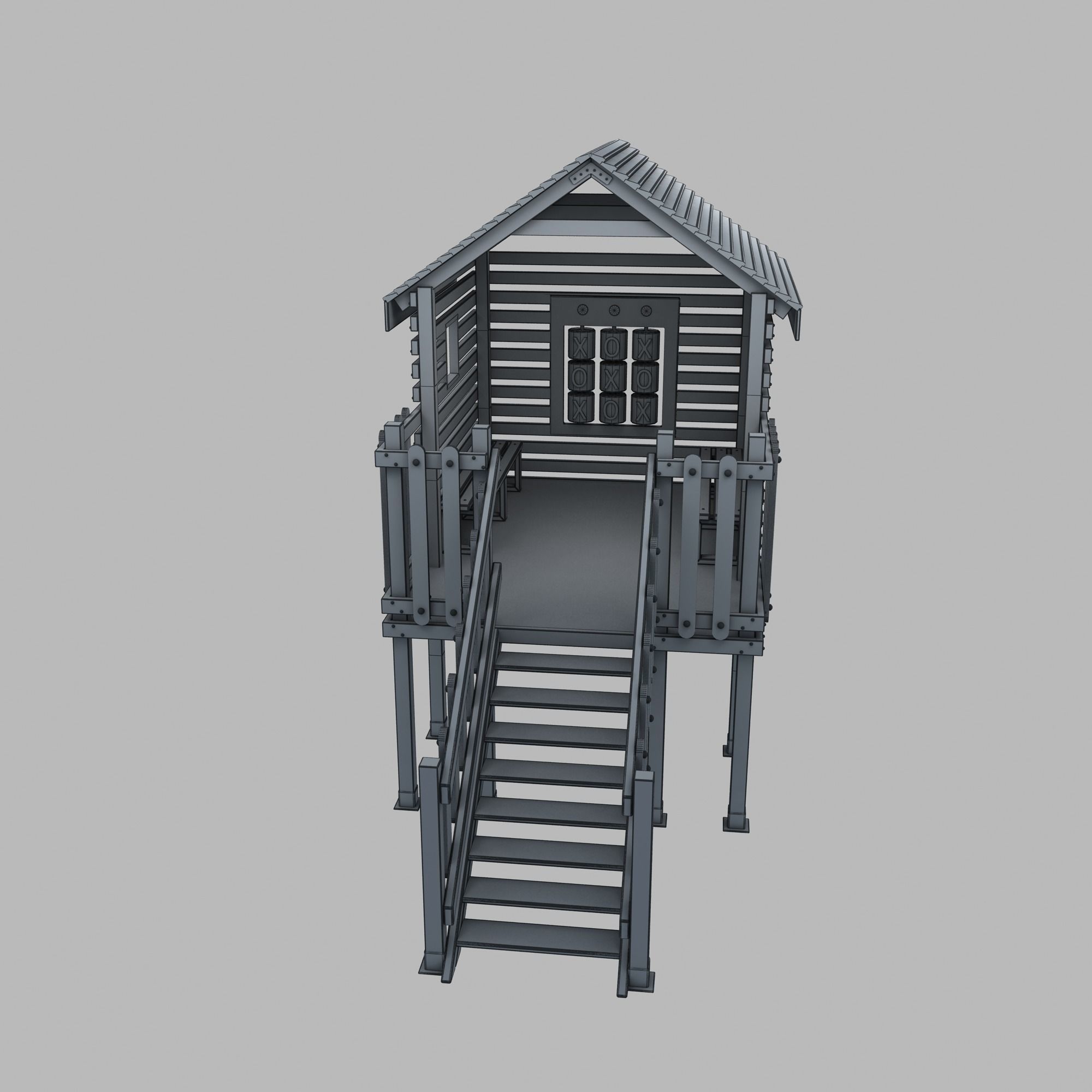 Wooden Colorful PlayHouse Playground Play House Low-poly 3D model_31