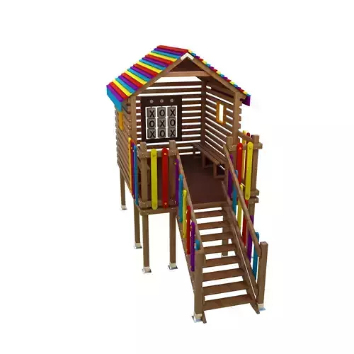 Wooden Colorful PlayHouse Playground Play House Low-poly 3D model