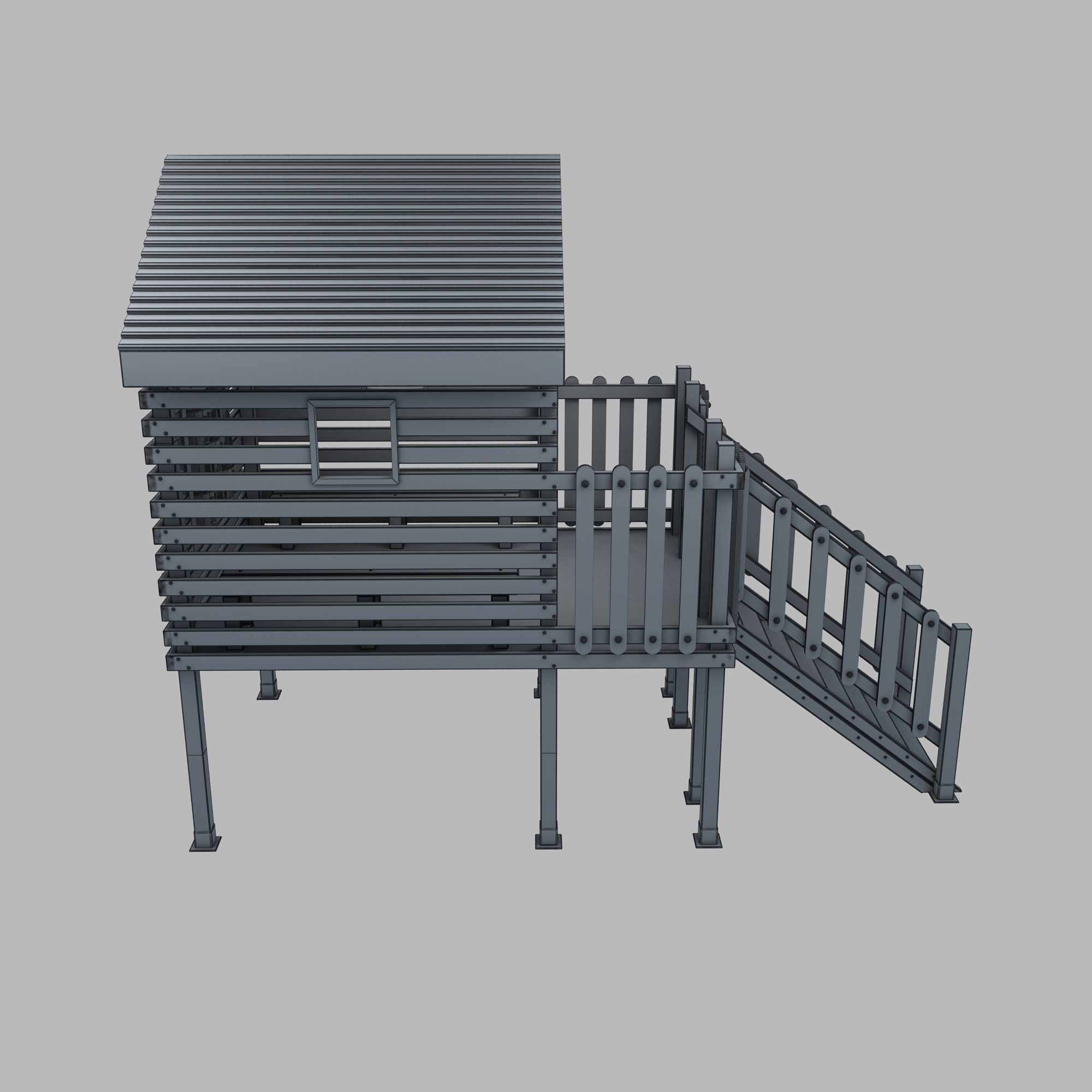 Wooden Colorful PlayHouse Playground Play House Low-poly 3D model_22