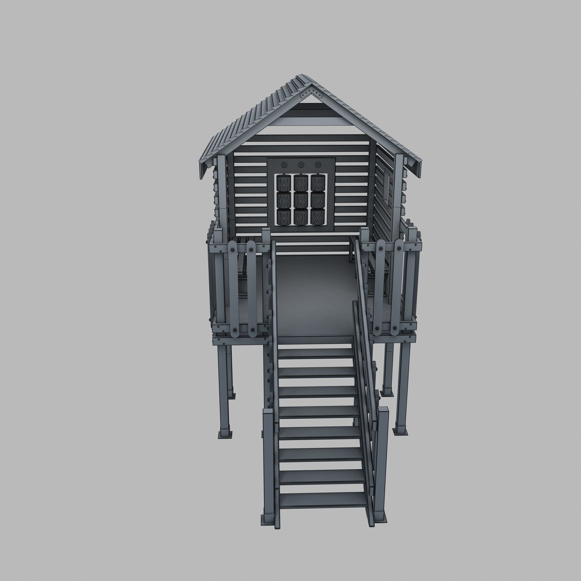Wooden Colorful PlayHouse Playground Play House Low-poly 3D model_18