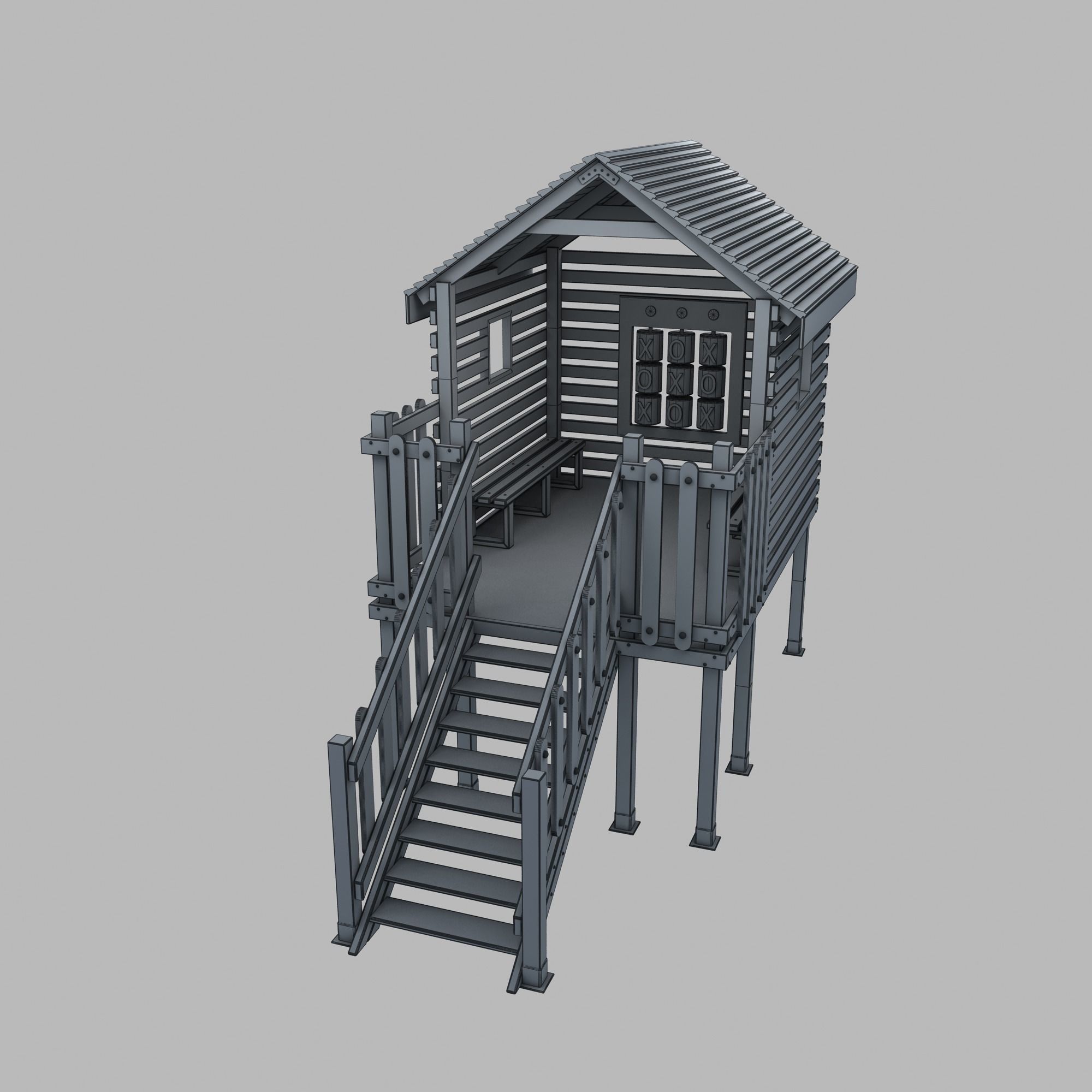 Wooden Colorful PlayHouse Playground Play House Low-poly 3D model_30