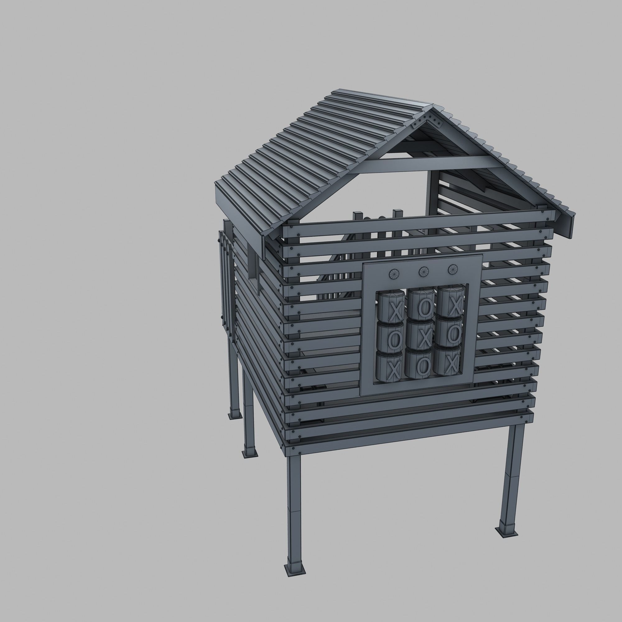 Wooden Colorful PlayHouse Playground Play House Low-poly 3D model_25