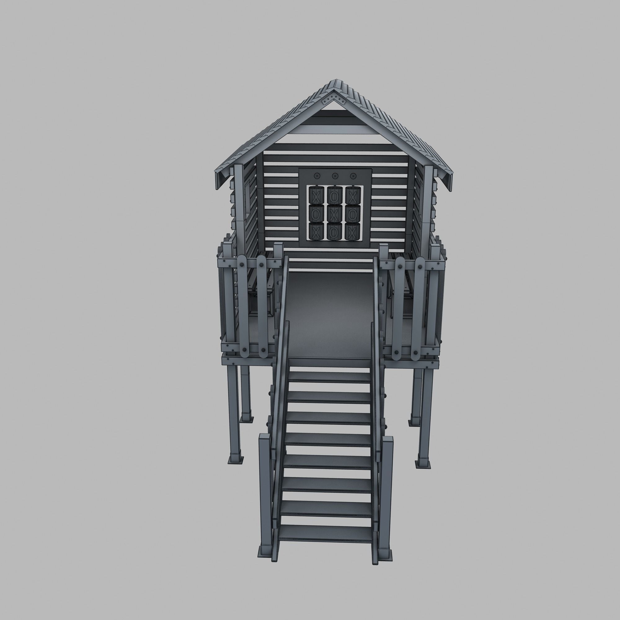 Wooden Colorful PlayHouse Playground Play House Low-poly 3D model_32