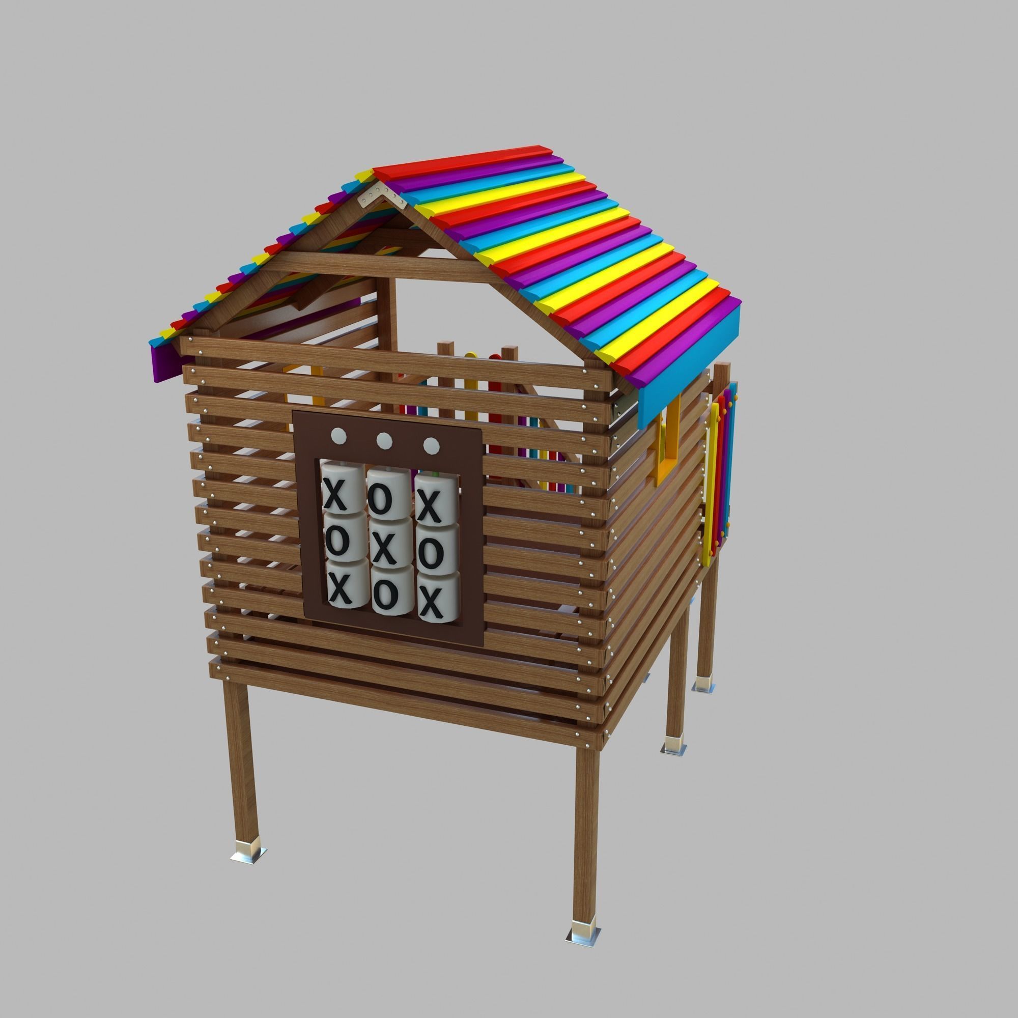Wooden Colorful PlayHouse Playground Play House Low-poly 3D model_6
