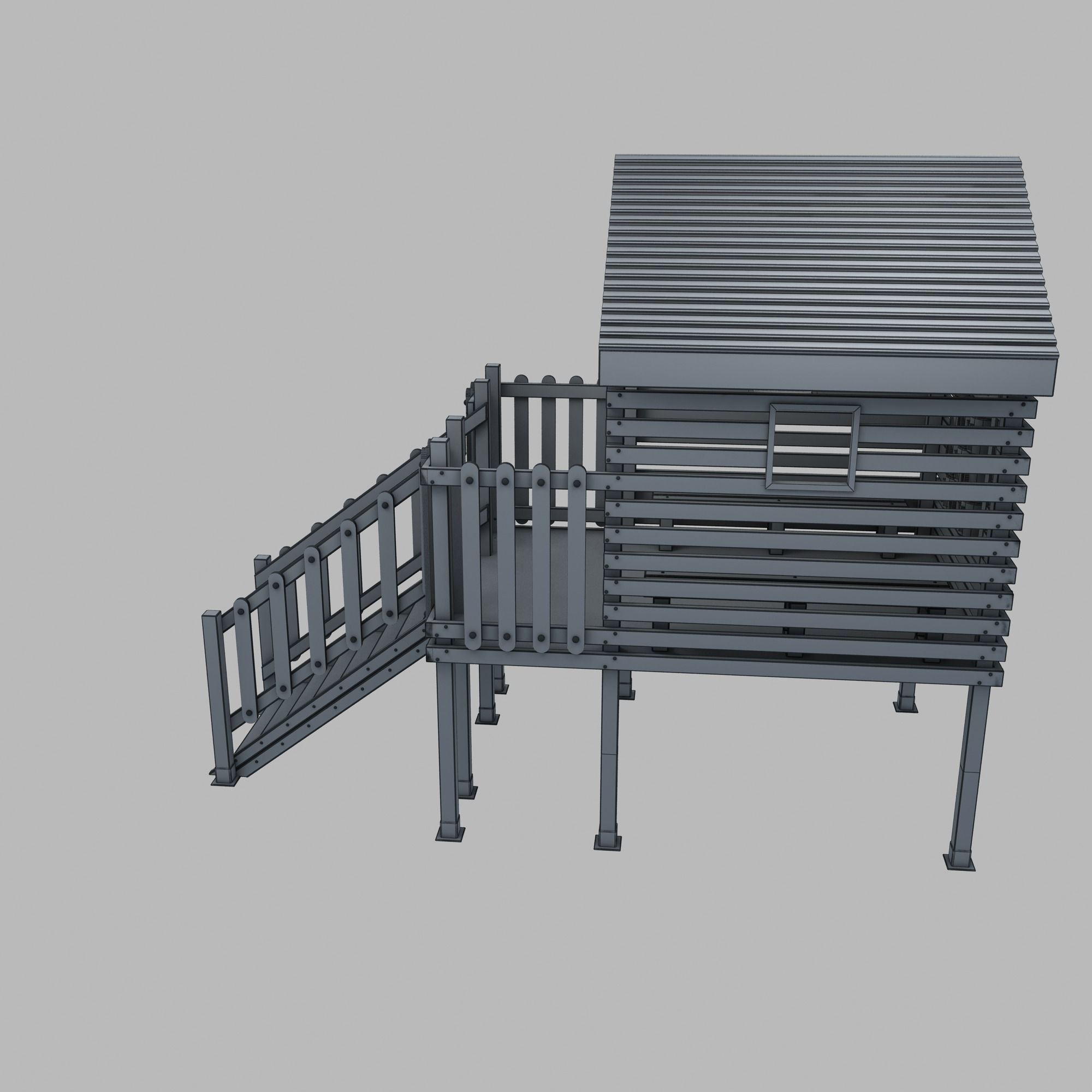 Wooden Colorful PlayHouse Playground Play House Low-poly 3D model_27