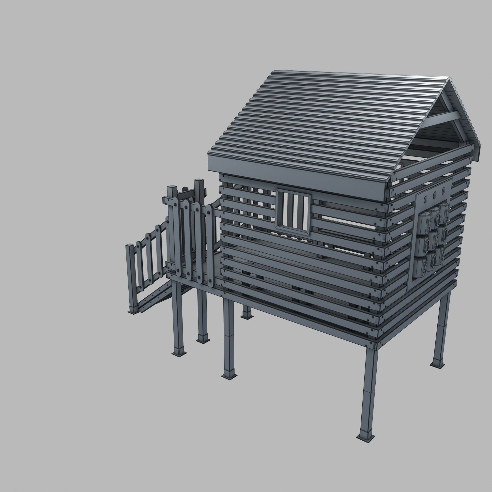 Wooden Colorful PlayHouse Playground Play House Low-poly 3D model_26