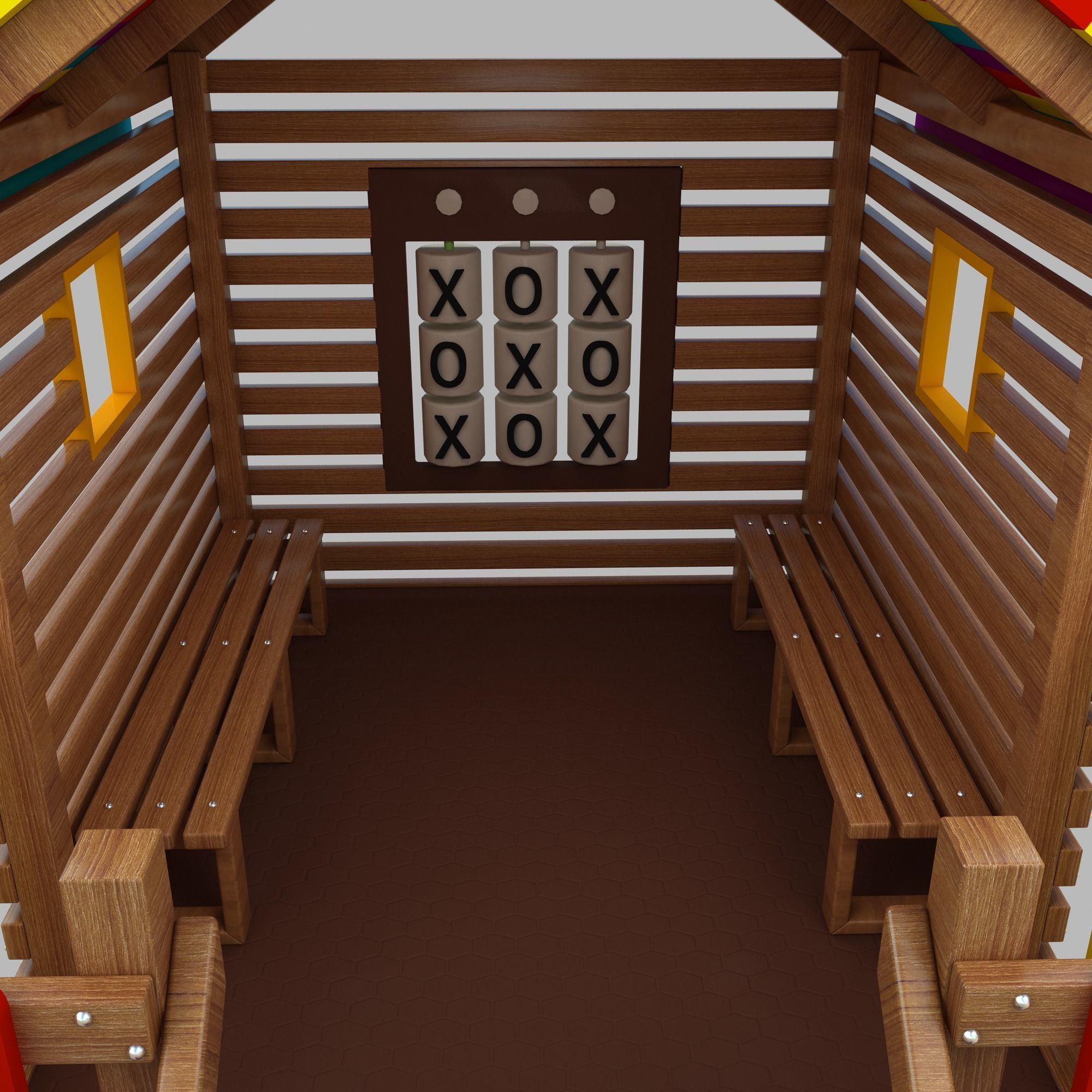 Wooden Colorful PlayHouse Playground Play House Low-poly 3D model_16