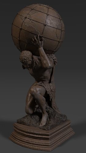 Atlas Statue Low-poly 3D model