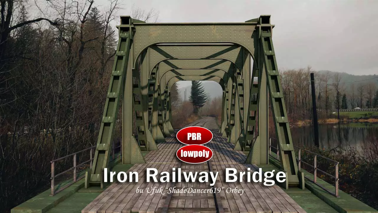 Iron Railway Bridge Low-poly 3D model