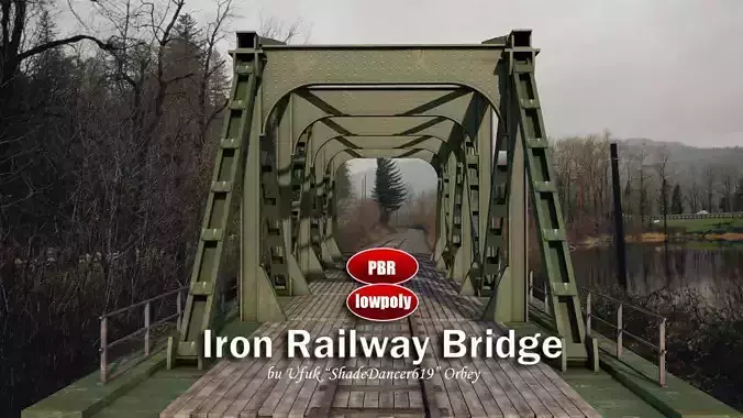 Iron Railway Bridge Low-poly 3D model