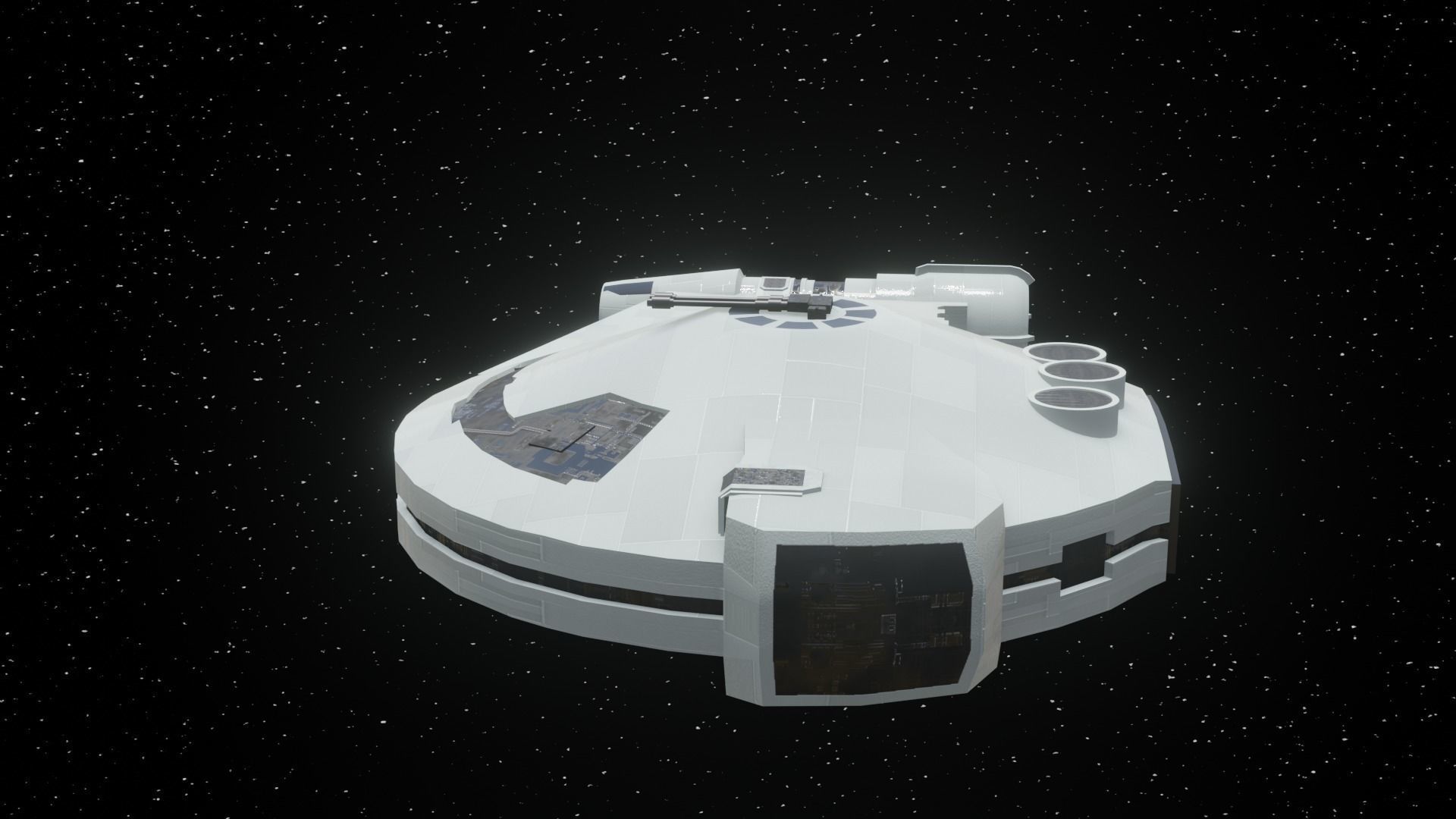 Spaceship - Imperial YT2400 Low Poly Low-poly 3D model_5