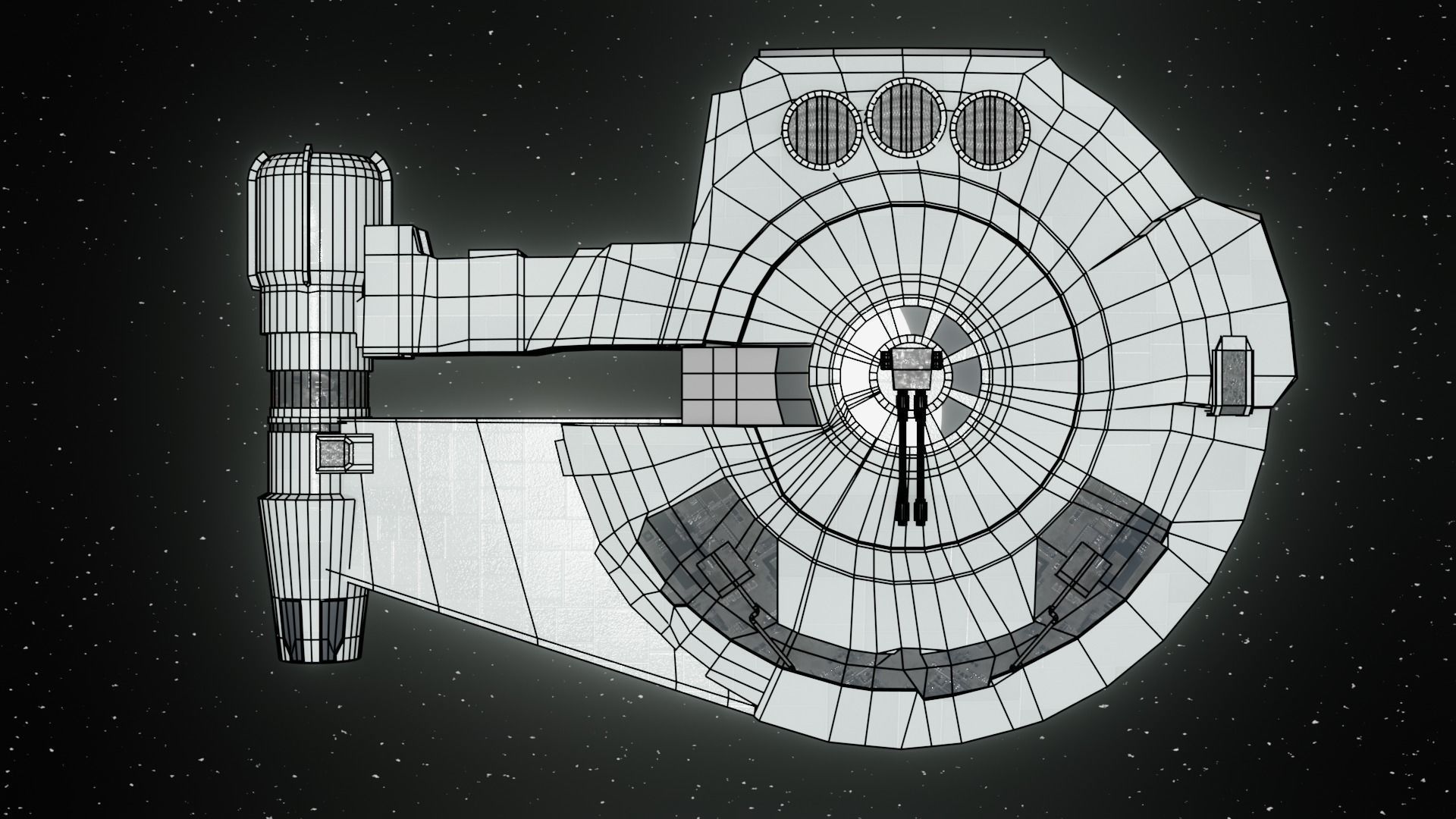 Spaceship - Imperial YT2400 Low Poly Low-poly 3D model_7