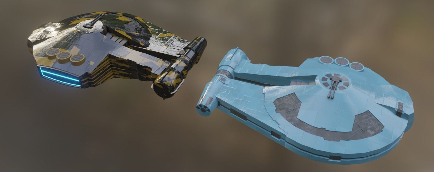 Spaceship - Imperial YT2400 Low Poly Low-poly 3D model_13