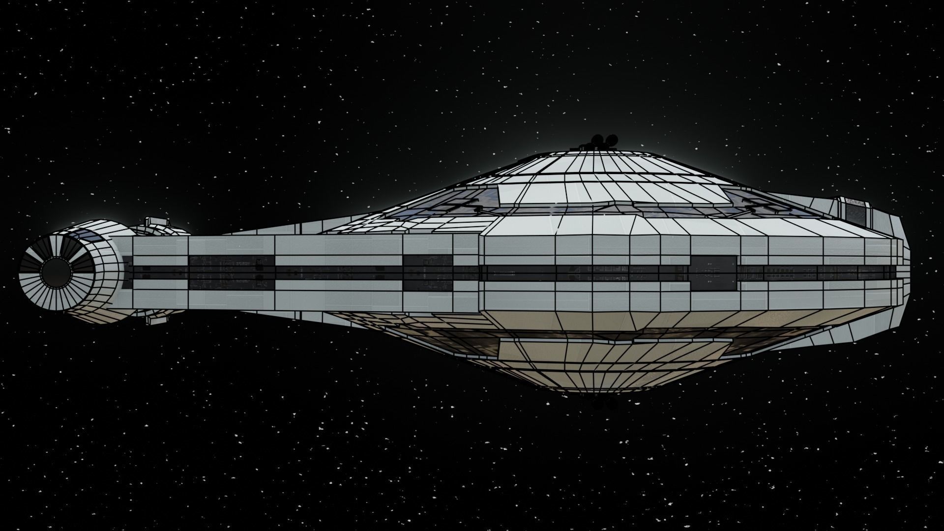 Spaceship - Imperial YT2400 Low Poly Low-poly 3D model_9