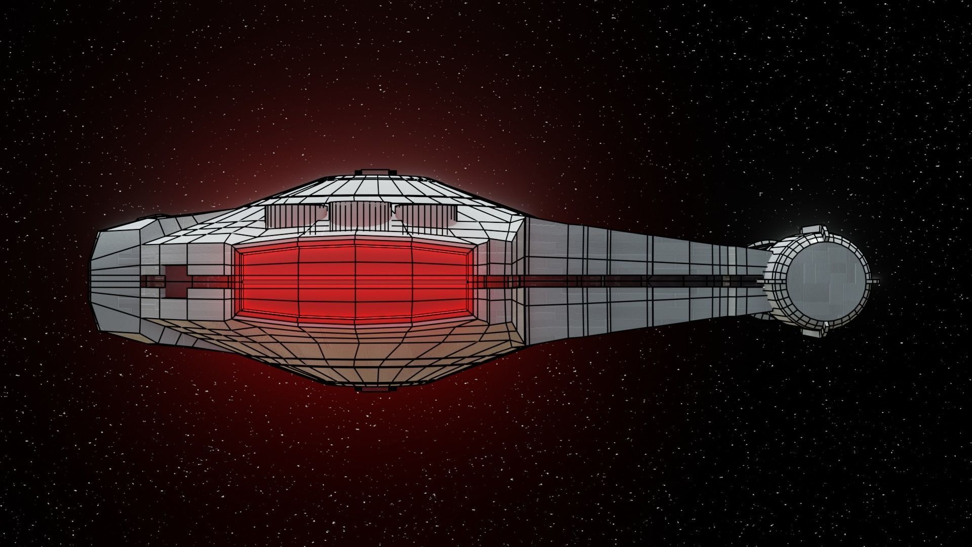Spaceship - Imperial YT2400 Low Poly Low-poly 3D model_10