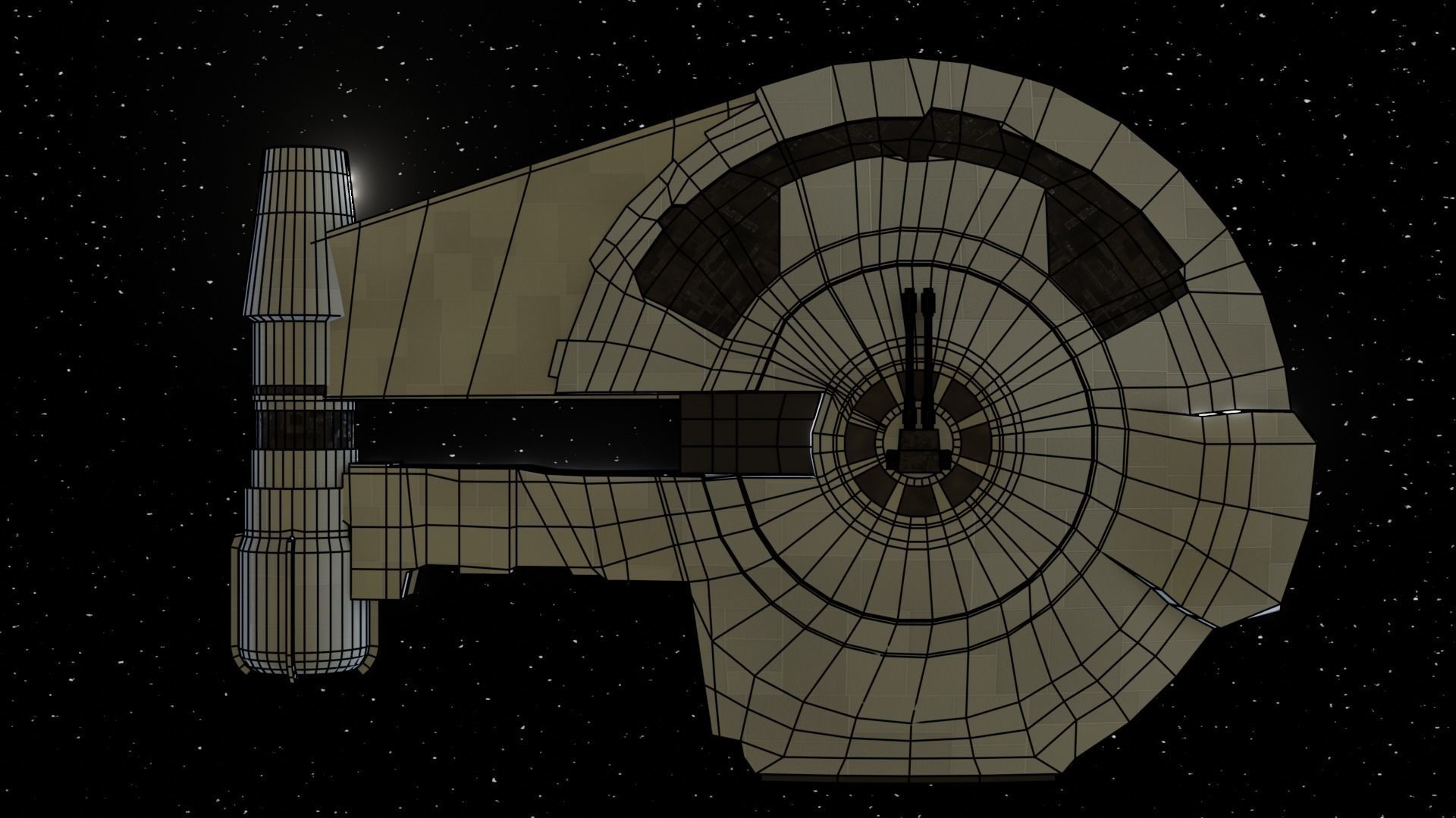 Spaceship - Imperial YT2400 Low Poly Low-poly 3D model_8