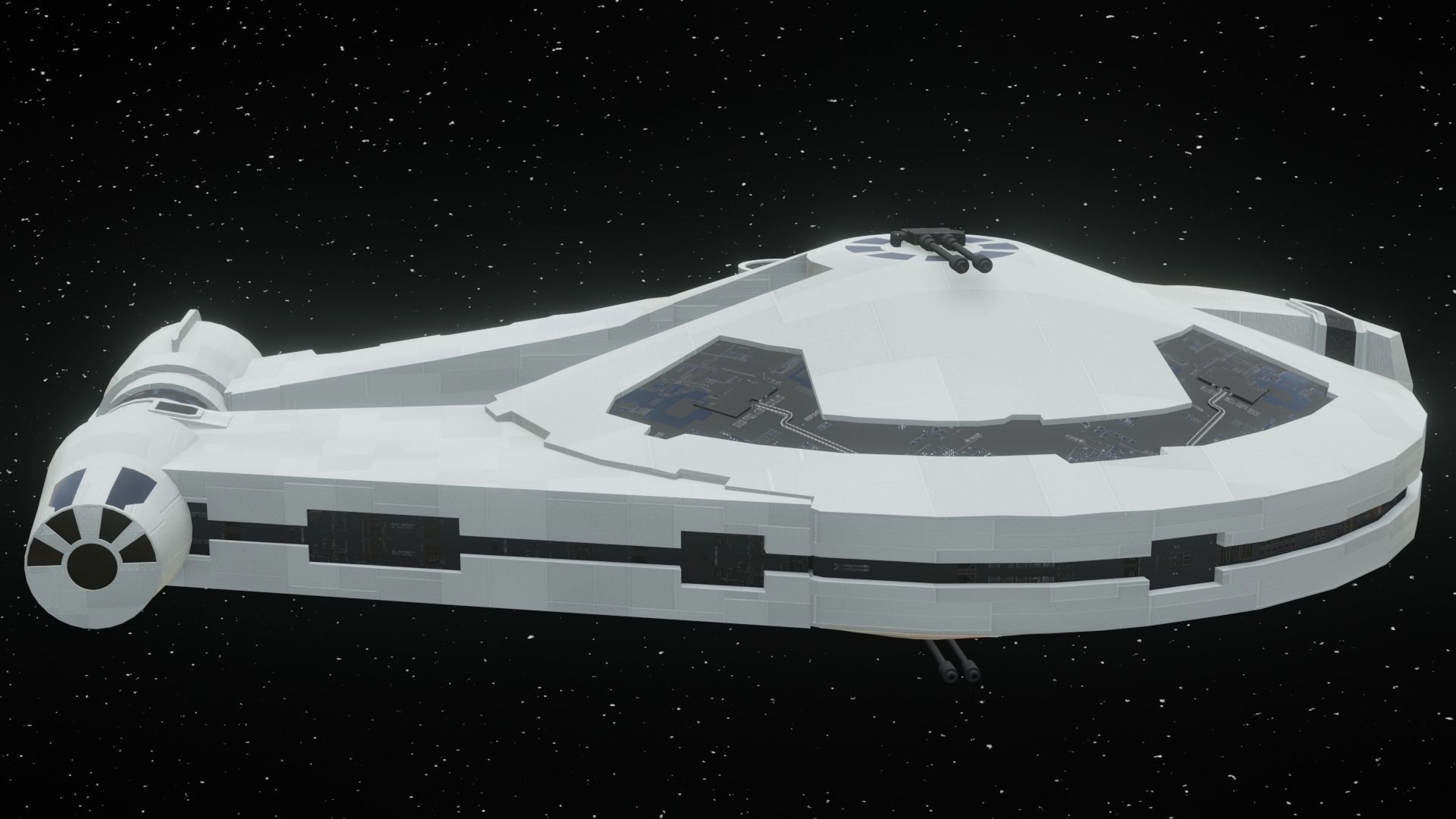 Spaceship - Imperial YT2400 Low Poly Low-poly 3D model_1